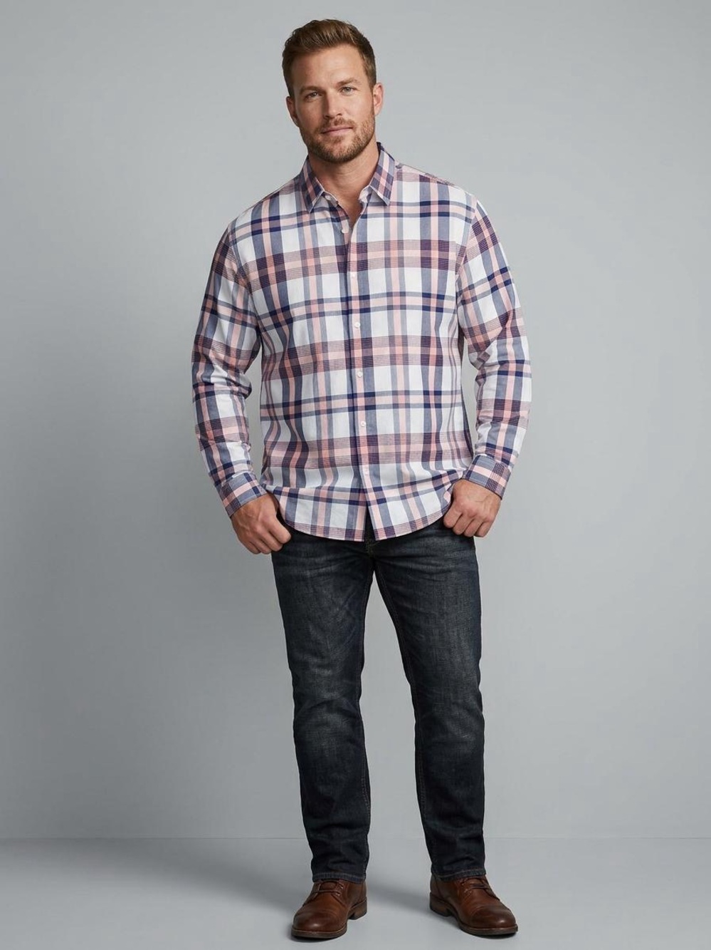 Express Men Plaid Button Down Shirt XXL Modern Fit Preppy American 4th of July